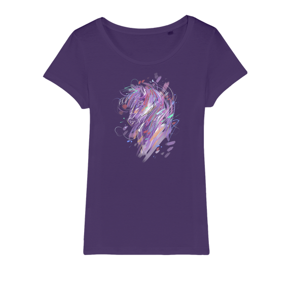 Purple horse profile organic ladies t-shirt