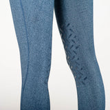 Denim-look riding tights with silicone at inner knee