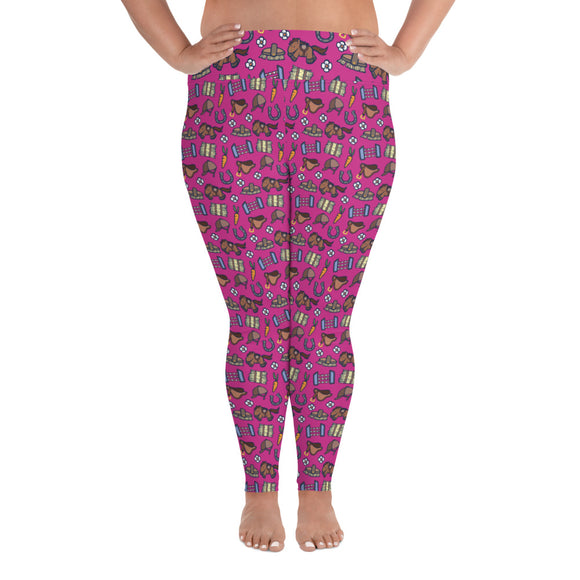 Horse pattern leggings in pink