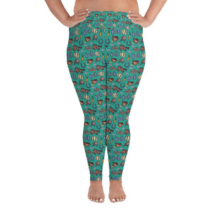 Horse pattern leggings in green