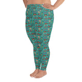 Horse pattern leggings in green