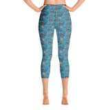 Horse design capri leggings in blue