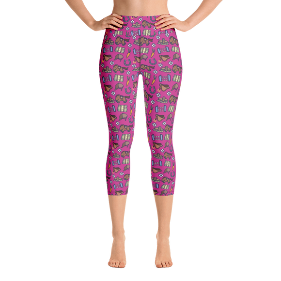 Horse design capri leggings in pink