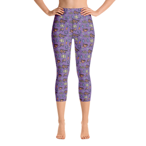 Horse design capri leggings in purple