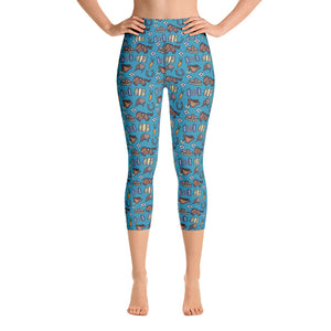 Horse design capri leggings in blue