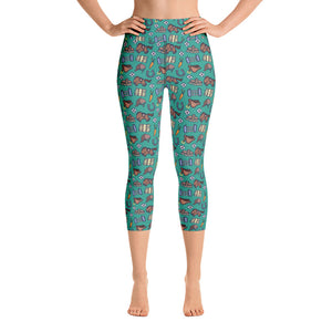 Horse design capri leggings in green