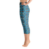 Horse design capri leggings in blue