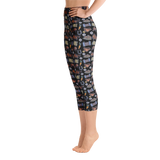 Horse design capri leggings in black