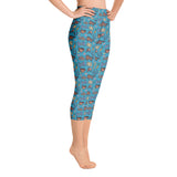 Horse design capri leggings in blue