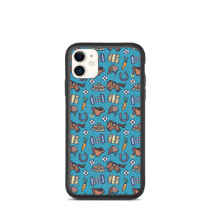 Horse pattern biodegradable iphone case in blue