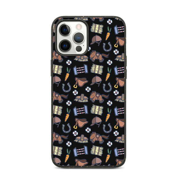 Horse pattern biodegradable iphone case in black