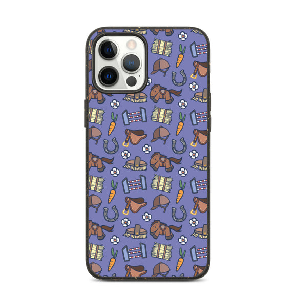 Horse pattern biodegradable iphone case in purple