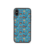 Horse pattern biodegradable iphone case in blue